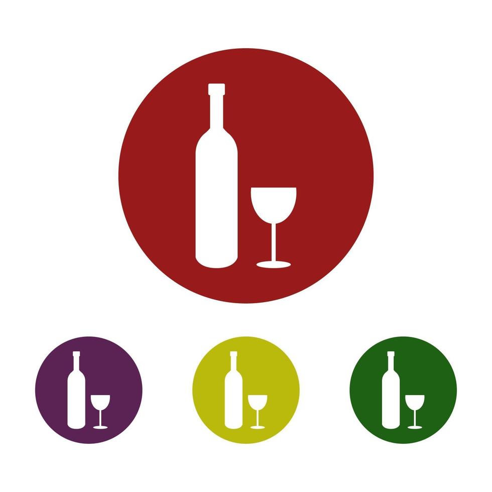 Wine Bottle Set On White Background vector