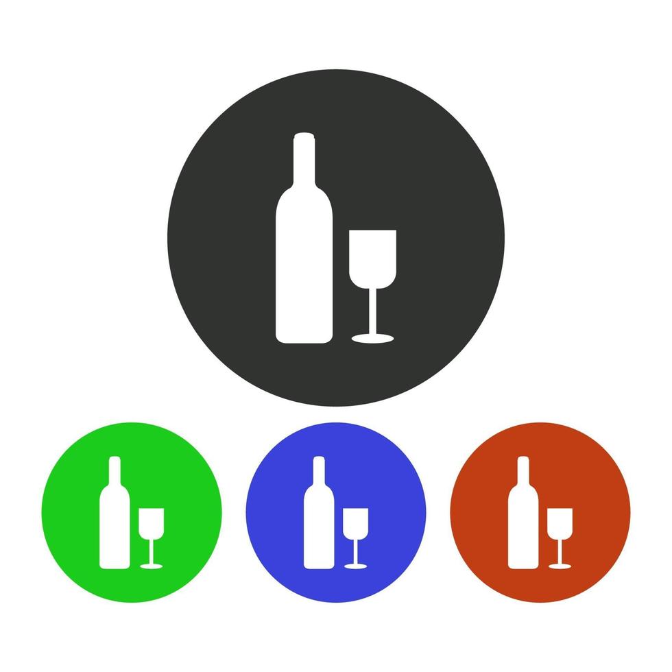 Conjunto de botella de vino sobre fondo blanco. vector