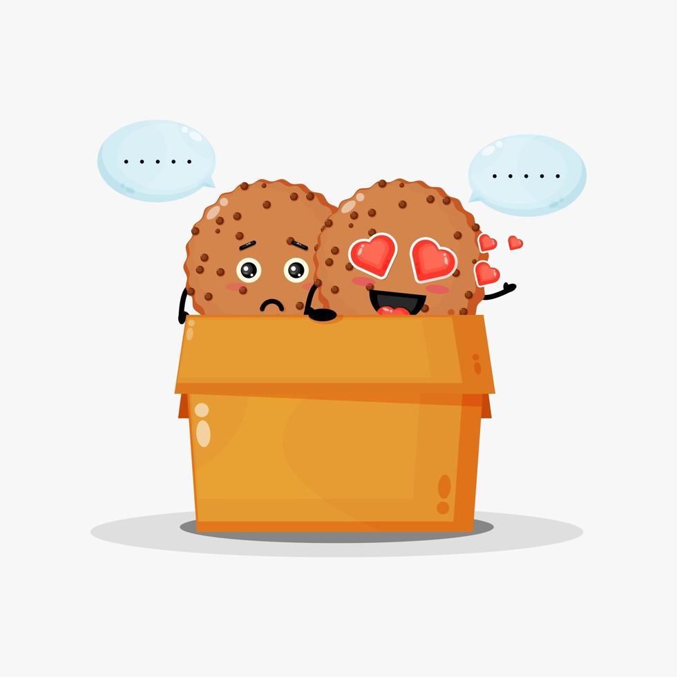 Cute chocolate mascot in the box vector