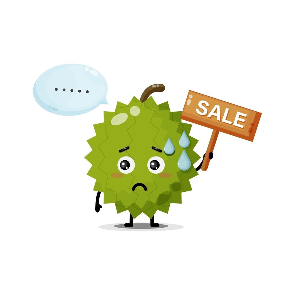 Cute durian mascot with the sales sign vector