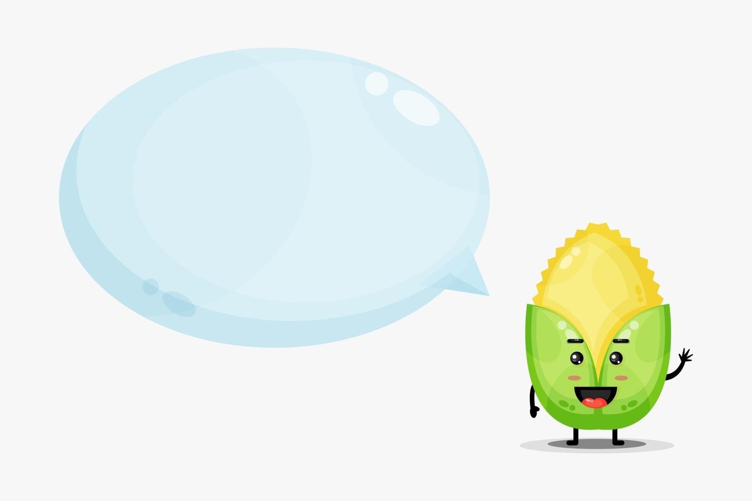 Cute corn mascot with bubble speech vector