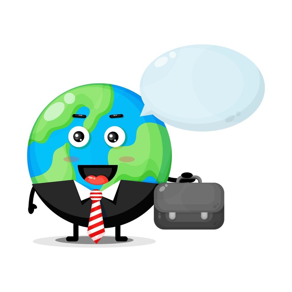 Cute Earth mascot leaves for work vector
