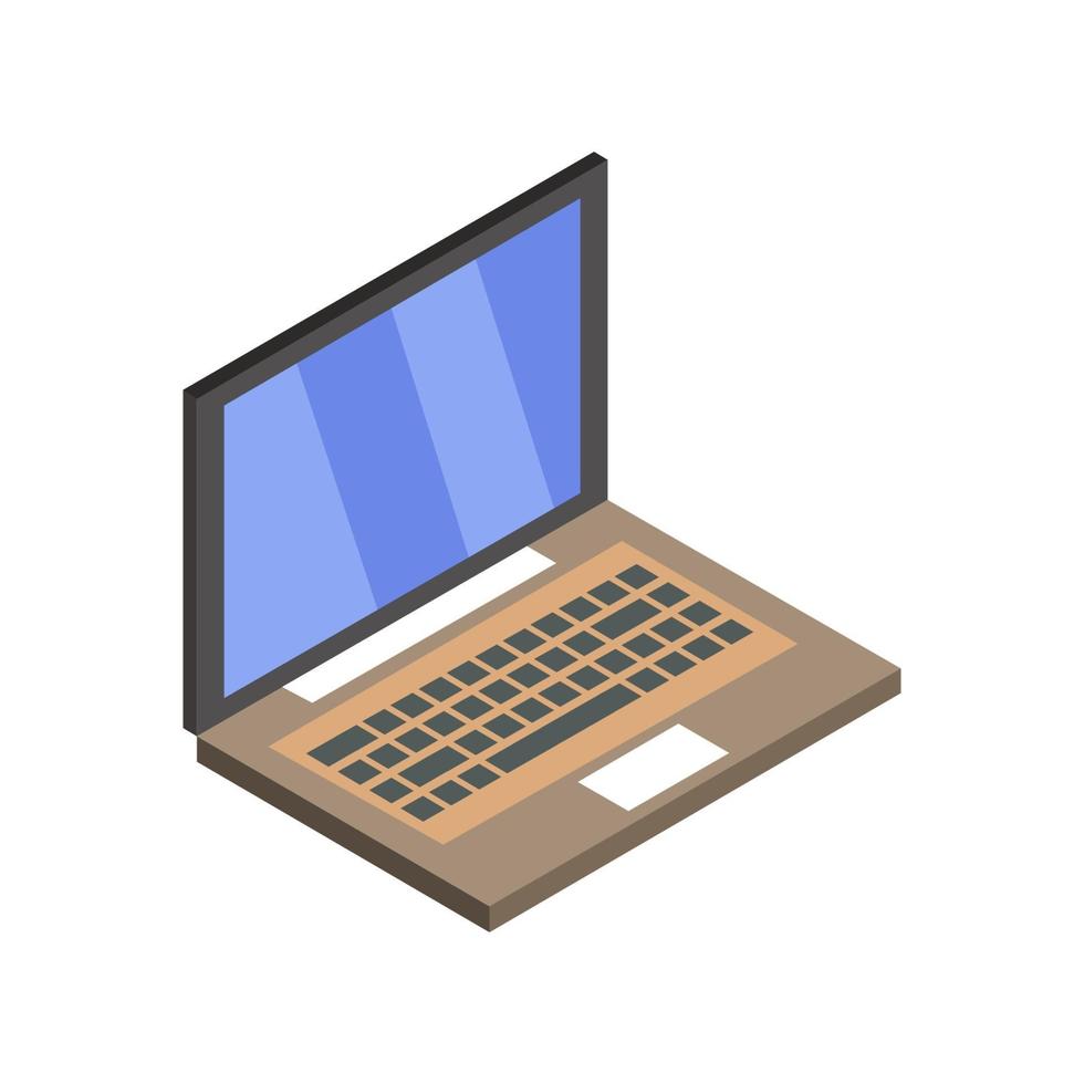 Isometric Laptop Set On White Background vector