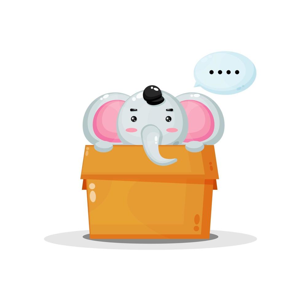 Cute Elephant in the box vector