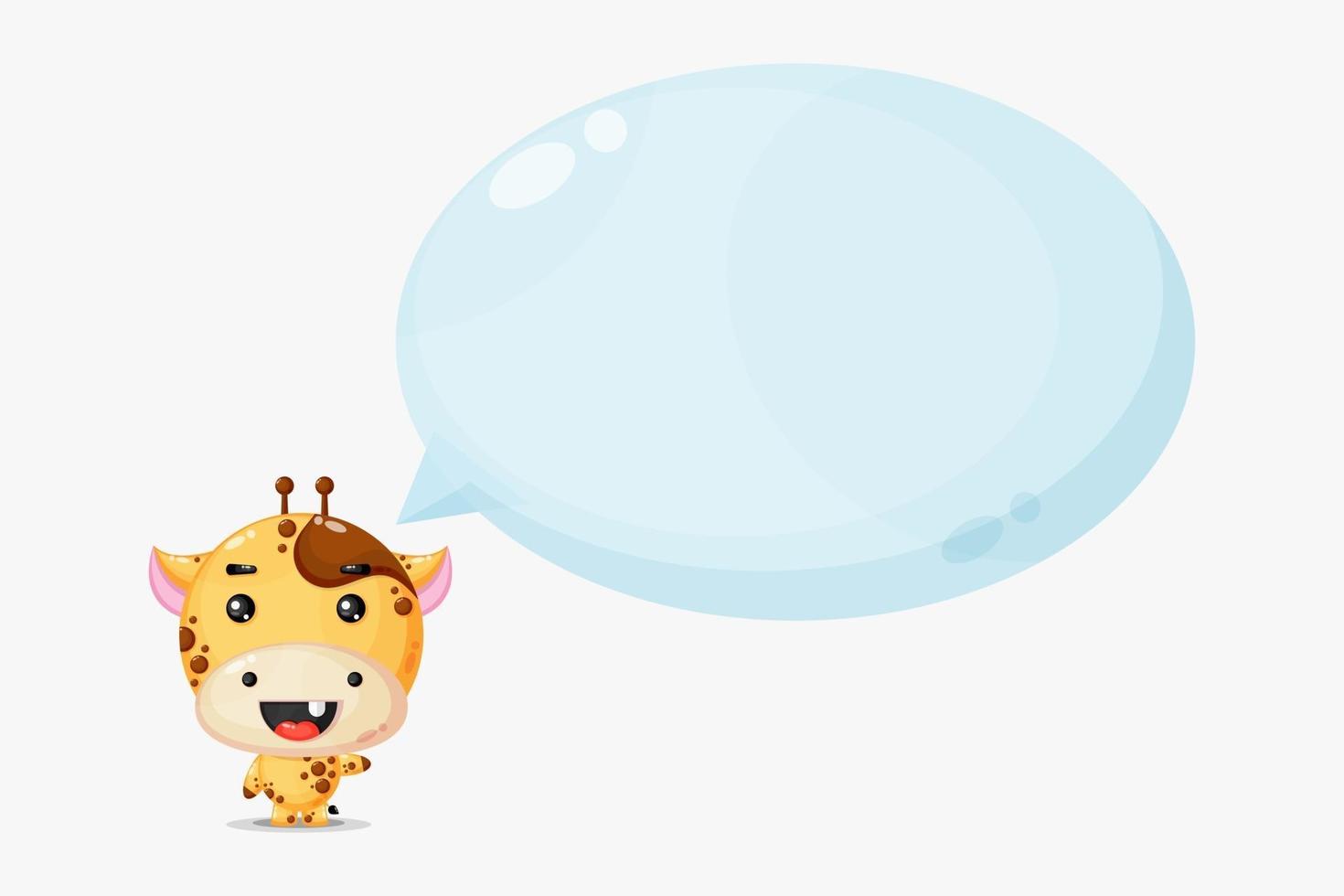 Cute Giraffe Mascot with bubble speech vector