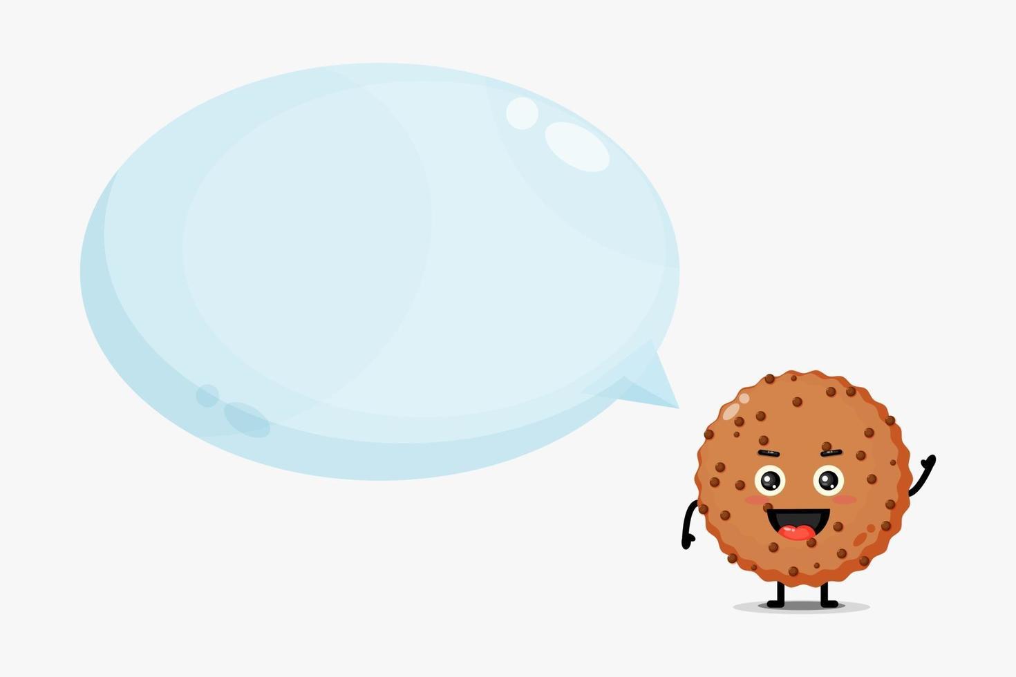 Cute chocolate cookie mascot with bubble speech vector