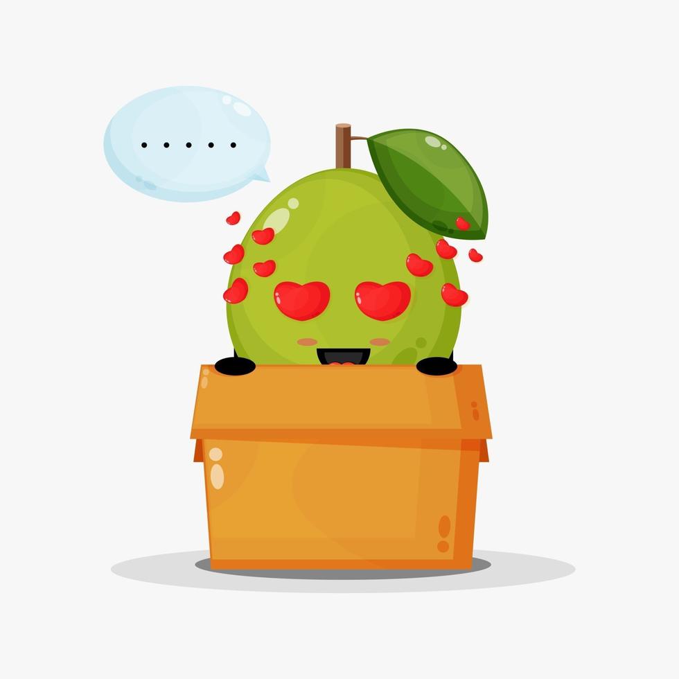 Cute guava mascot in the box vector