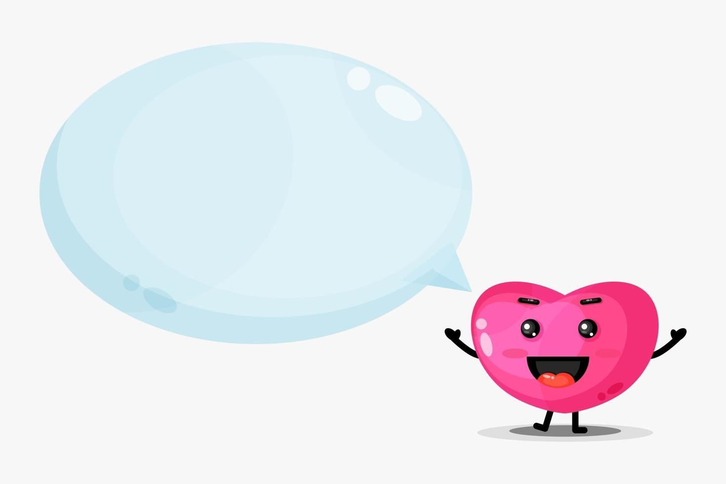 Cute heart mascot with bubble speech vector