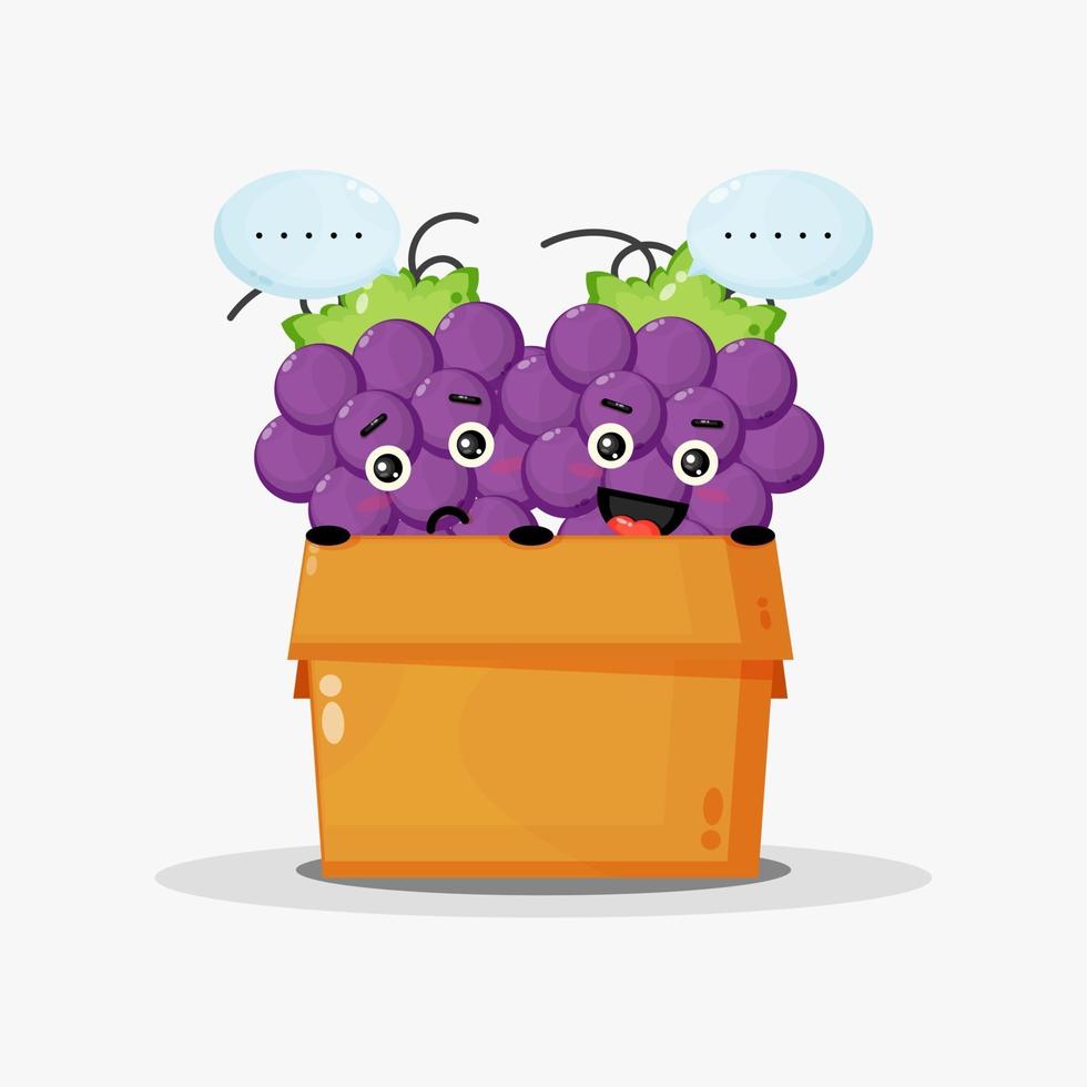 Cute grape mascot in the box vector