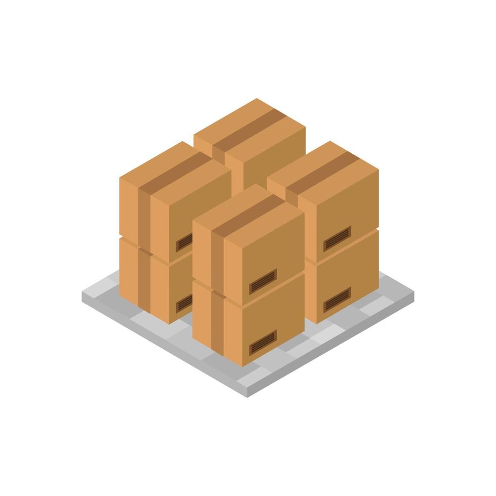 Set Of Table With Isometric Boxes On White Background vector