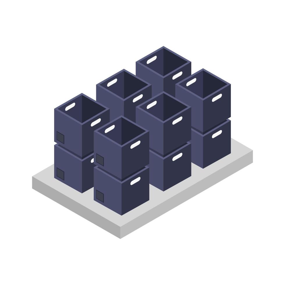 Set Of Table With Isometric Boxes On White Background vector