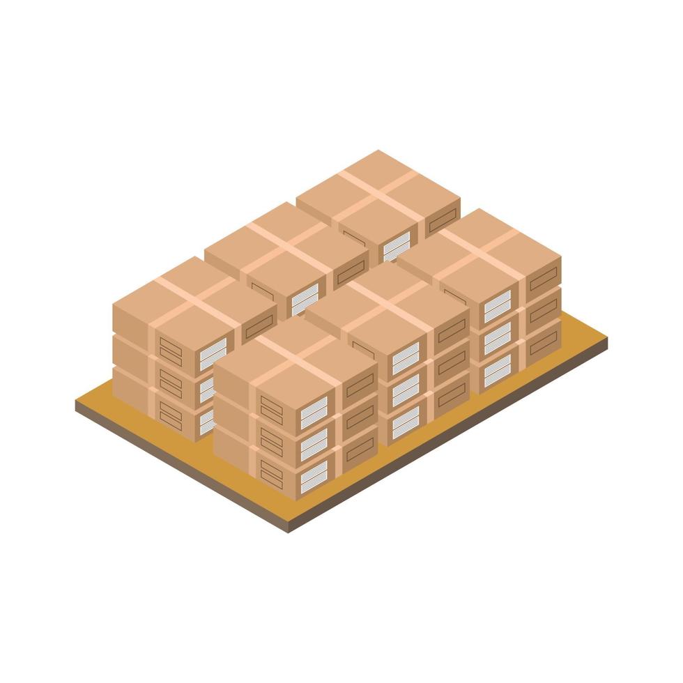 Set Of Table With Isometric Boxes On White Background vector