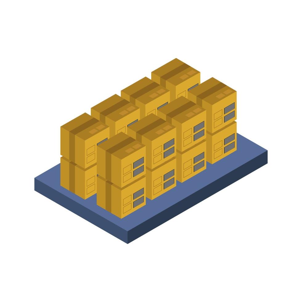 Set Of Table With Isometric Boxes On White Background vector