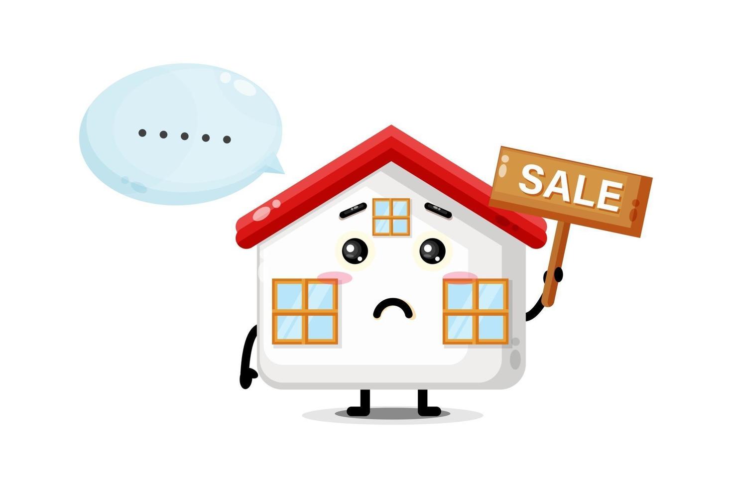 Cute house mascot with the sales sign vector