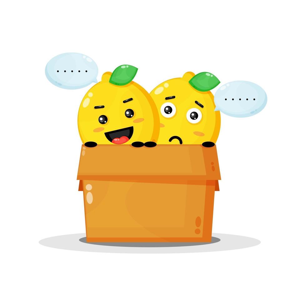 Cute lemon mascot in the box vector