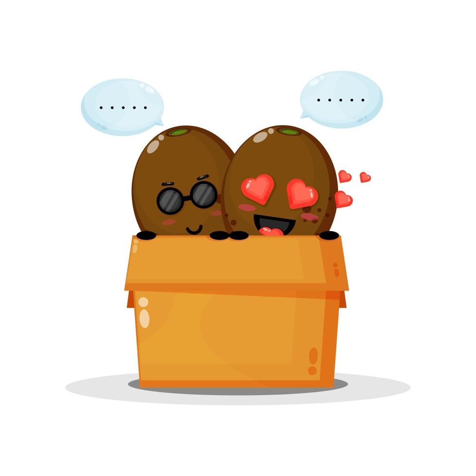 Cute kiwi mascot in the box vector