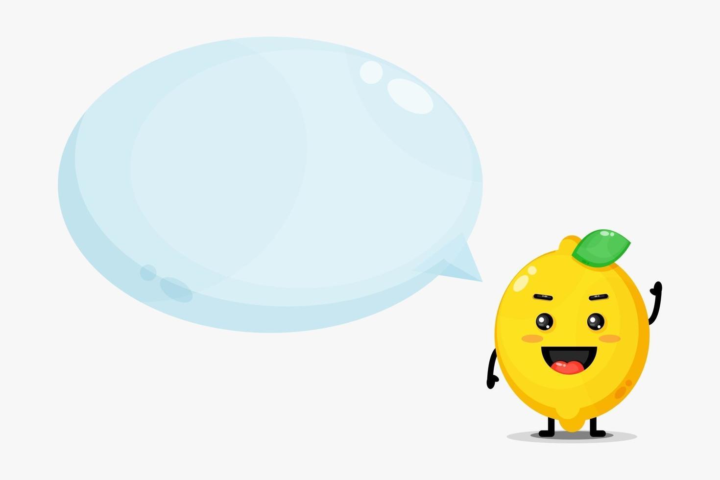 Cute lemon mascot with bubble speech vector