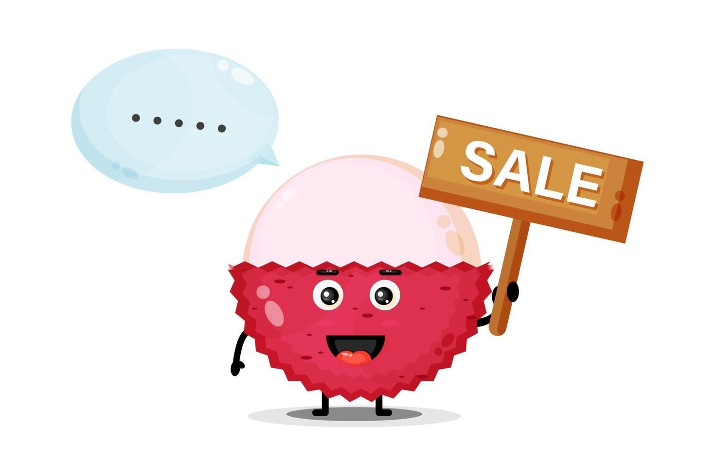 Cute lychee mascot with the sales sign vector