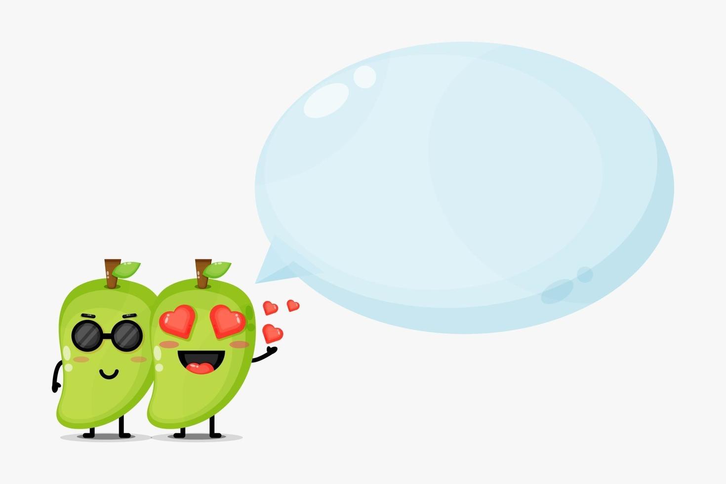 Cute mango mascot with bubble speech vector