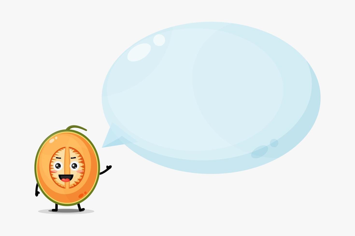 Cute melon mascot with bubble speech vector