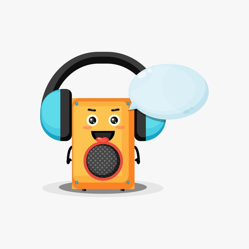 Cute mascot speaker listening to music vector