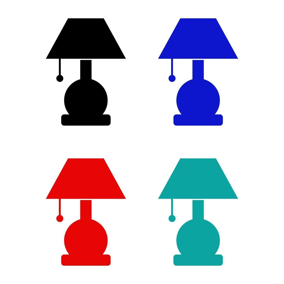 Set Of Bedside Lamp On White Background vector