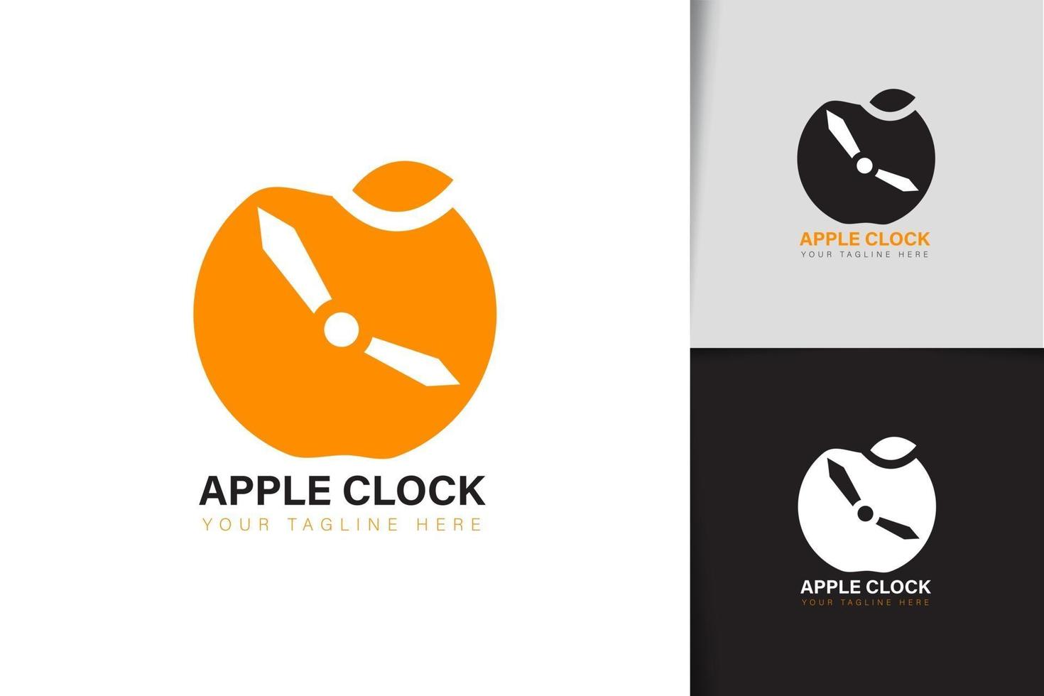 diseño de logotipo de reloj de manzana vector