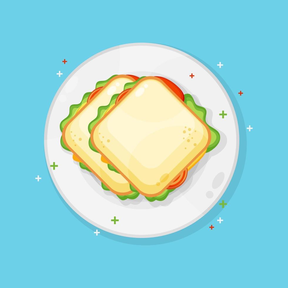 Sandwich on a plate vector