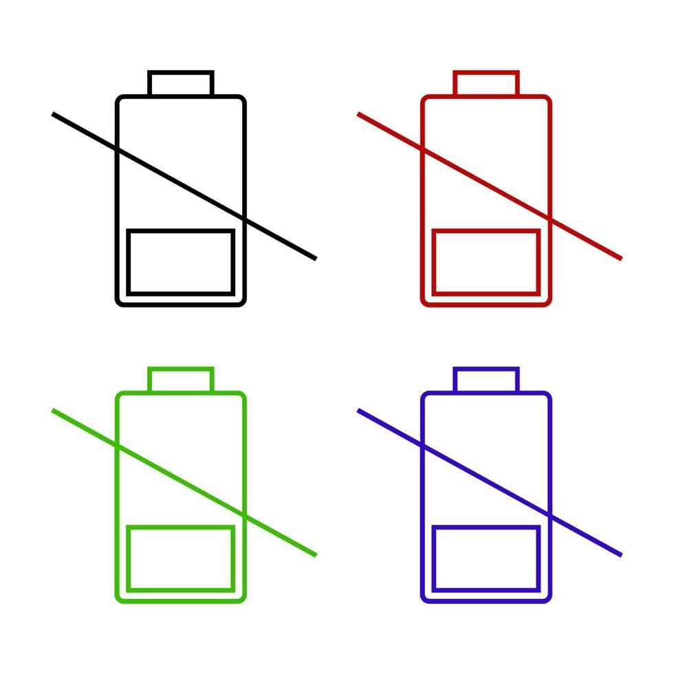 Low Battery Set On White Background vector