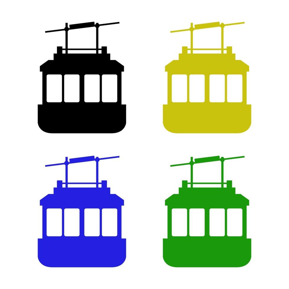 Set Of Cable Car On White Background vector
