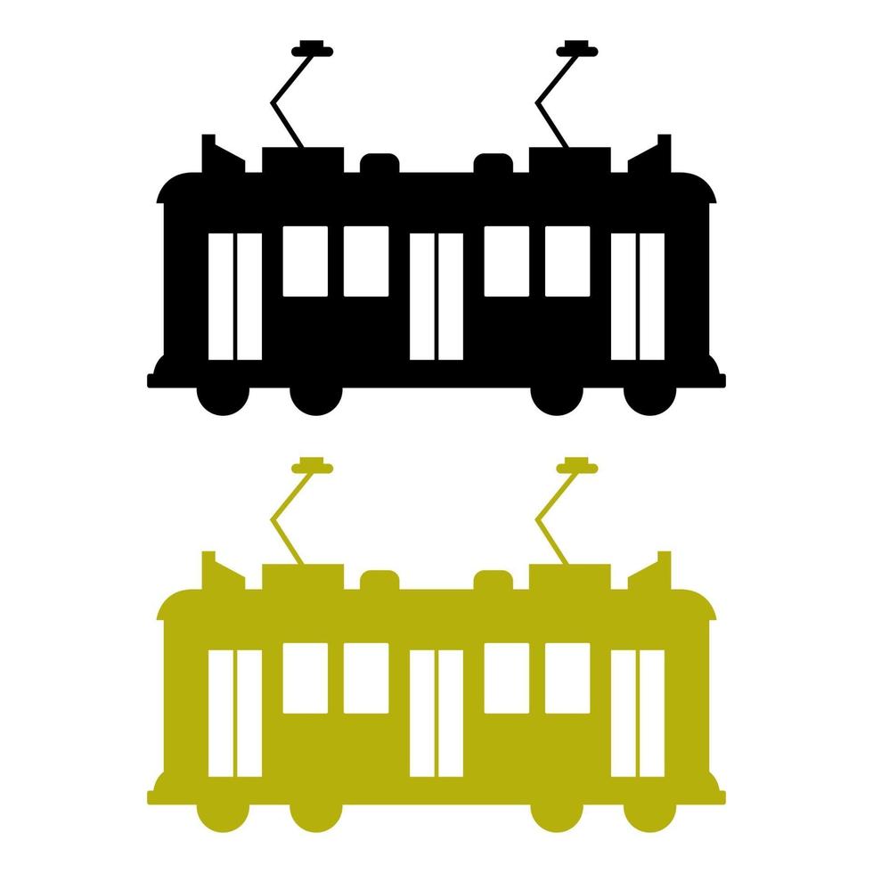 Tram Set On White Background vector