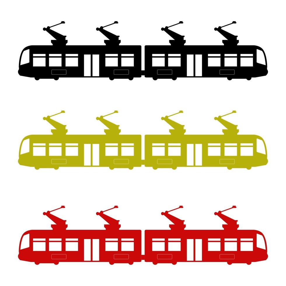 Tram Set On White Background vector