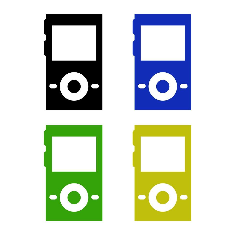 Conjunto de reproductor de mp3 sobre fondo blanco. vector