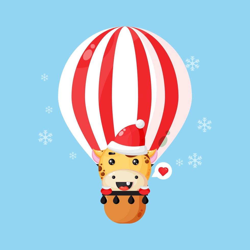 Cute giraffe on a hot air balloon vector
