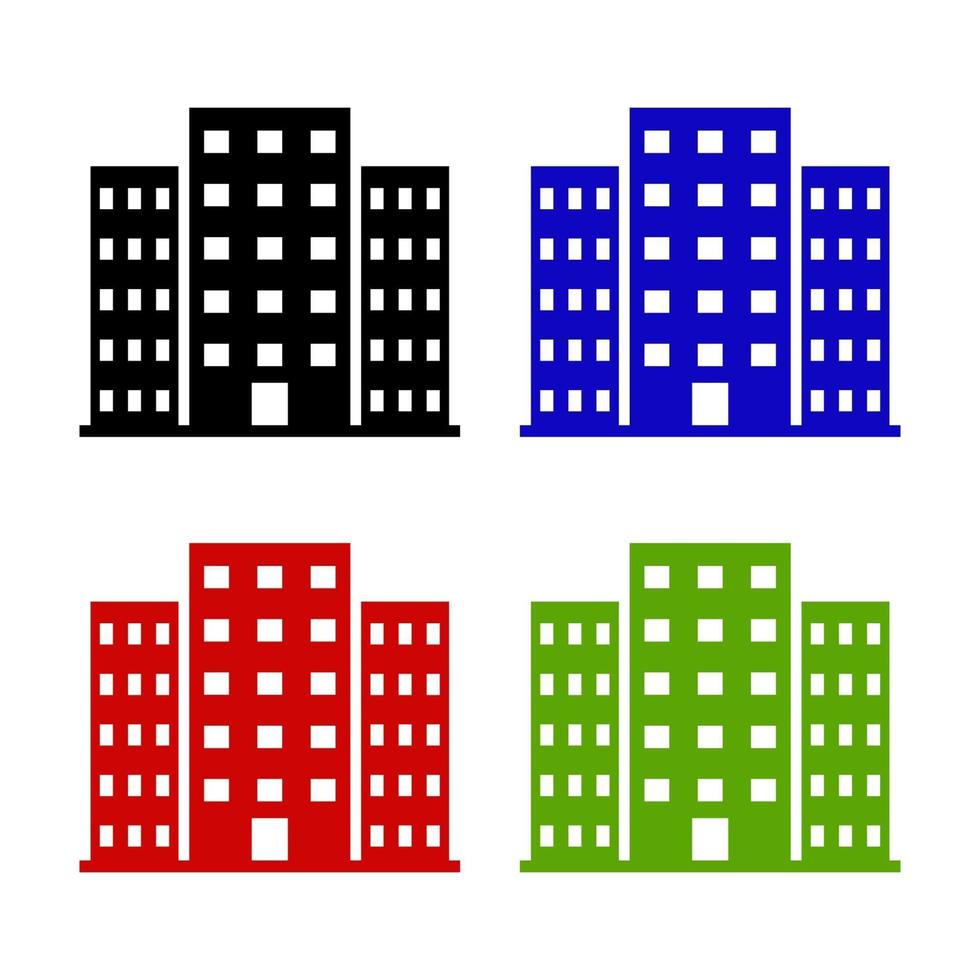 Office Building Set On White Background vector