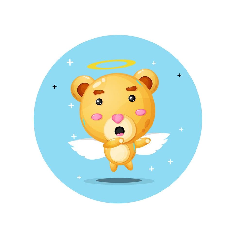 lindo oso ángel en pose de doblaje vector