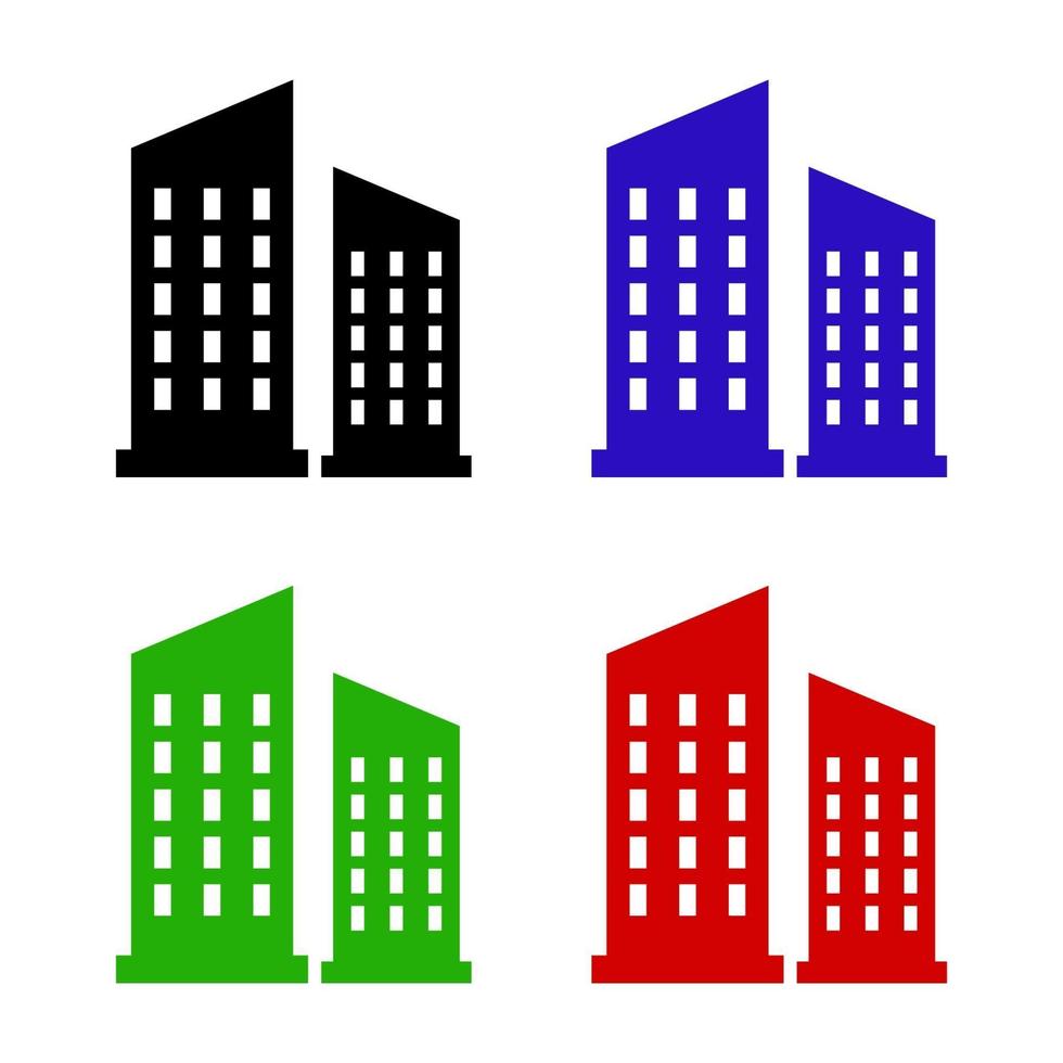 Office Building Set On White Background vector