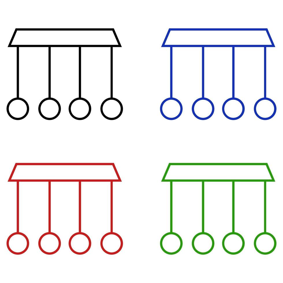 Set Of Newton's Cradle On White Background vector