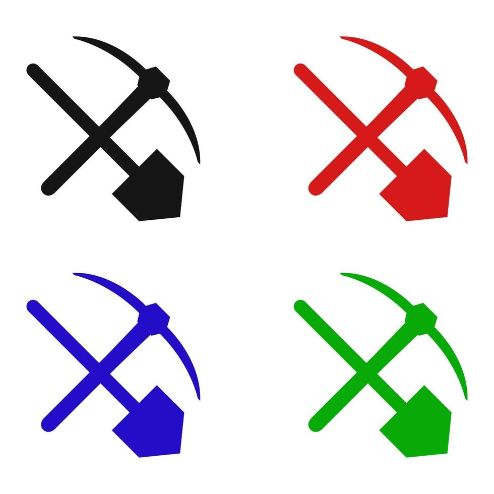 Set Of Pickaxe And Shovel On White Background vector