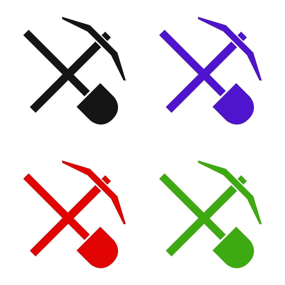 Set Of Pickaxe And Shovel On White Background vector