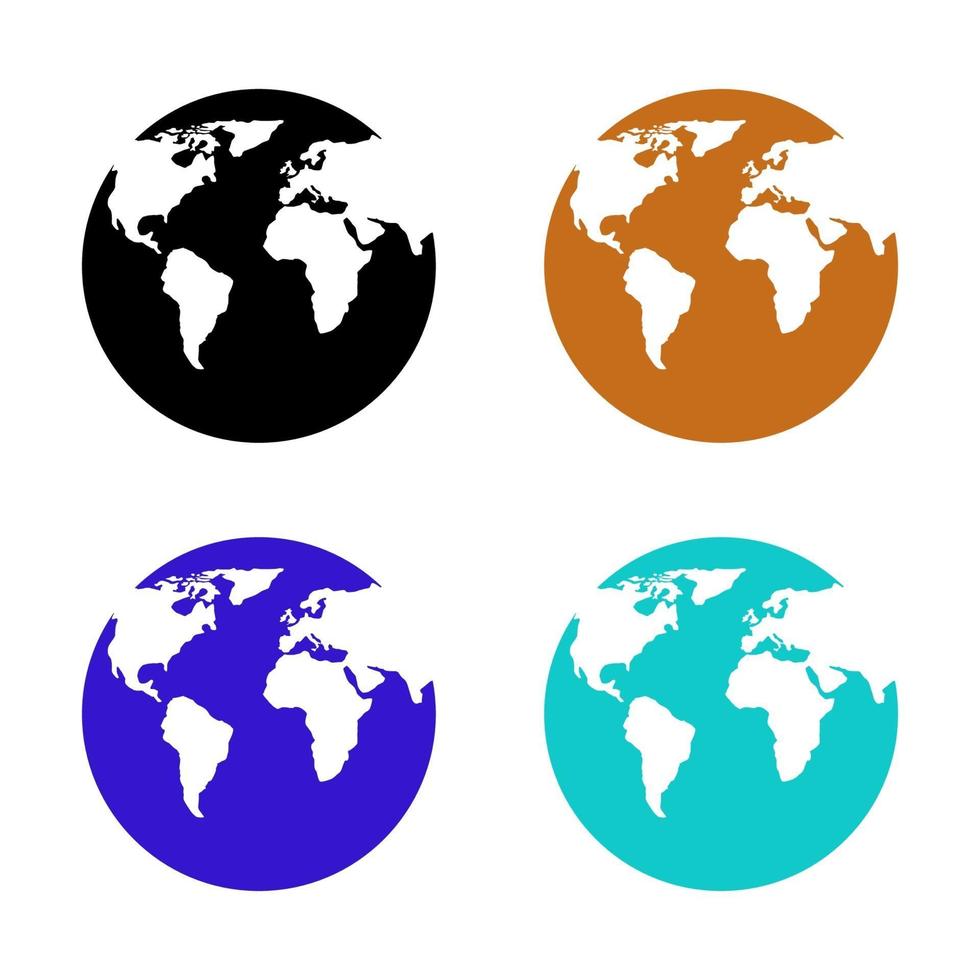 Set Of Planet Earth On White Background vector