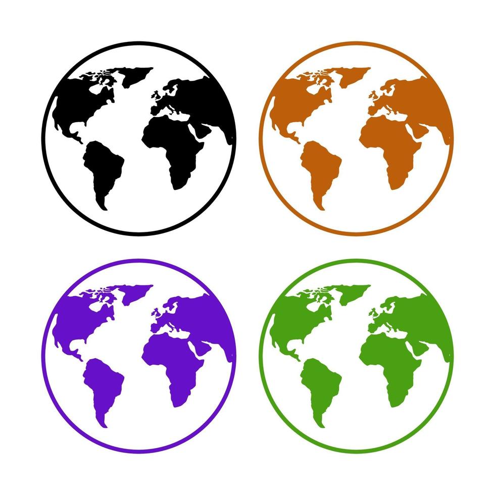 Set Of Planet Earth On White Background vector