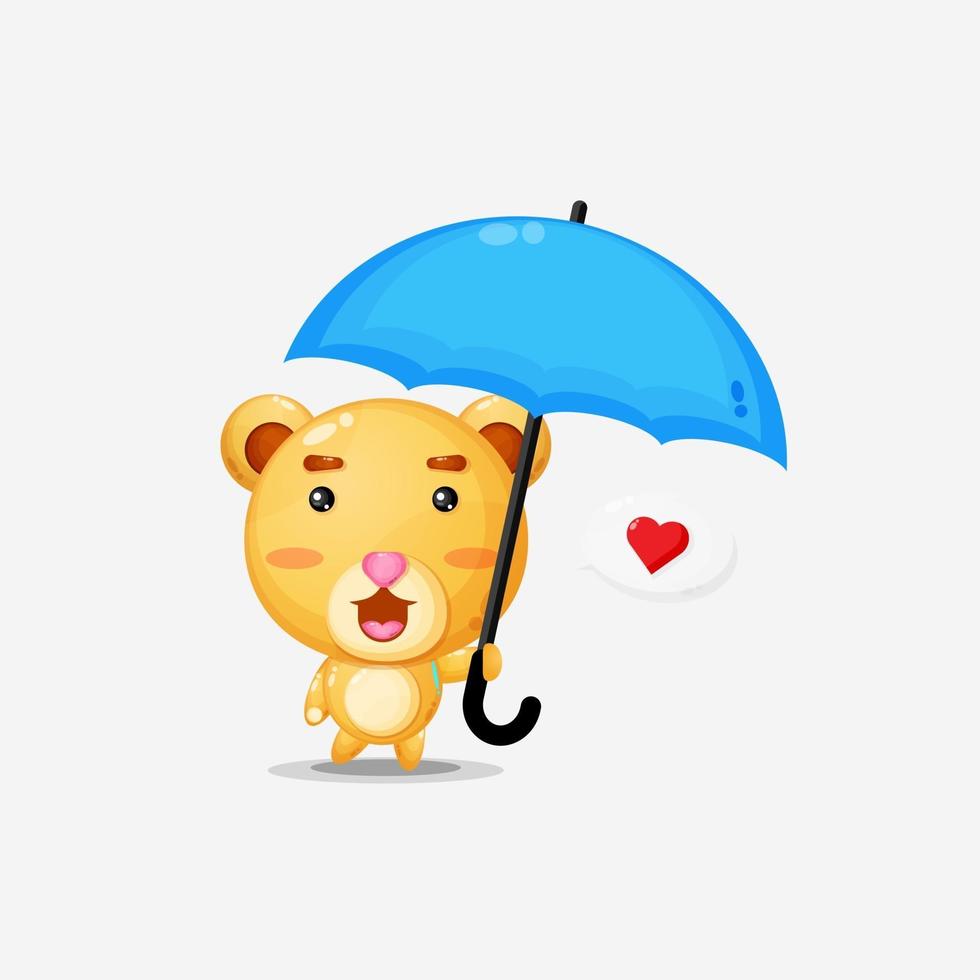 Cute bear carrying an umbrella vector