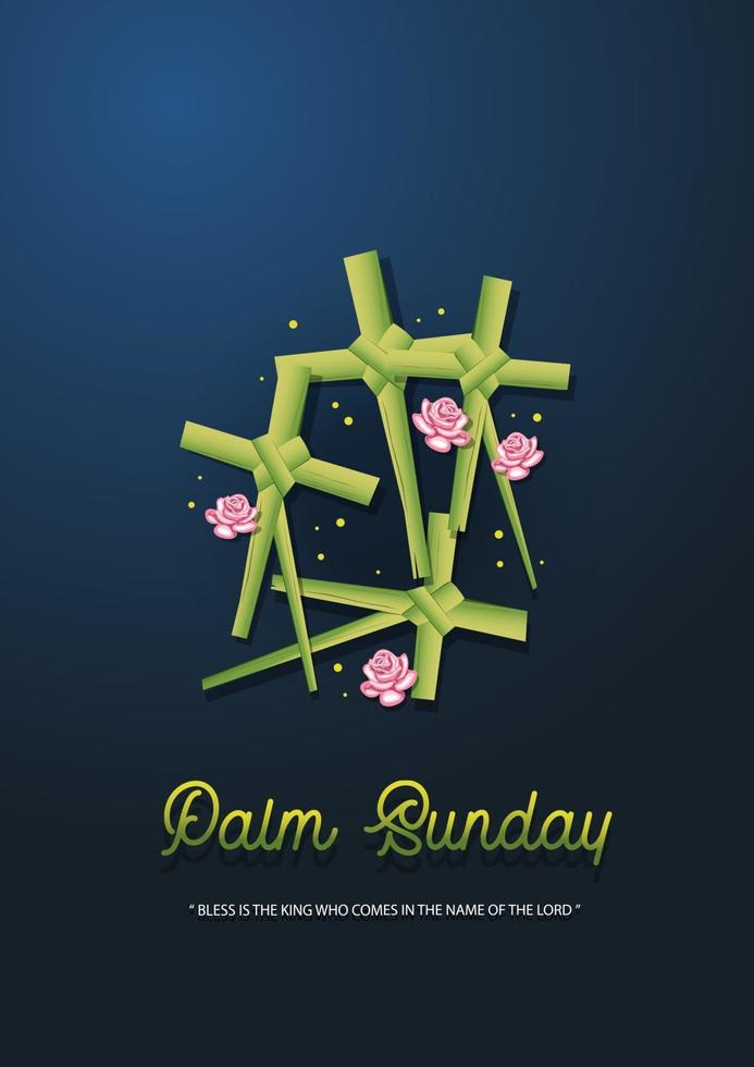 Cross Made From Palm Leaves for Palm Sunday Celebration vector