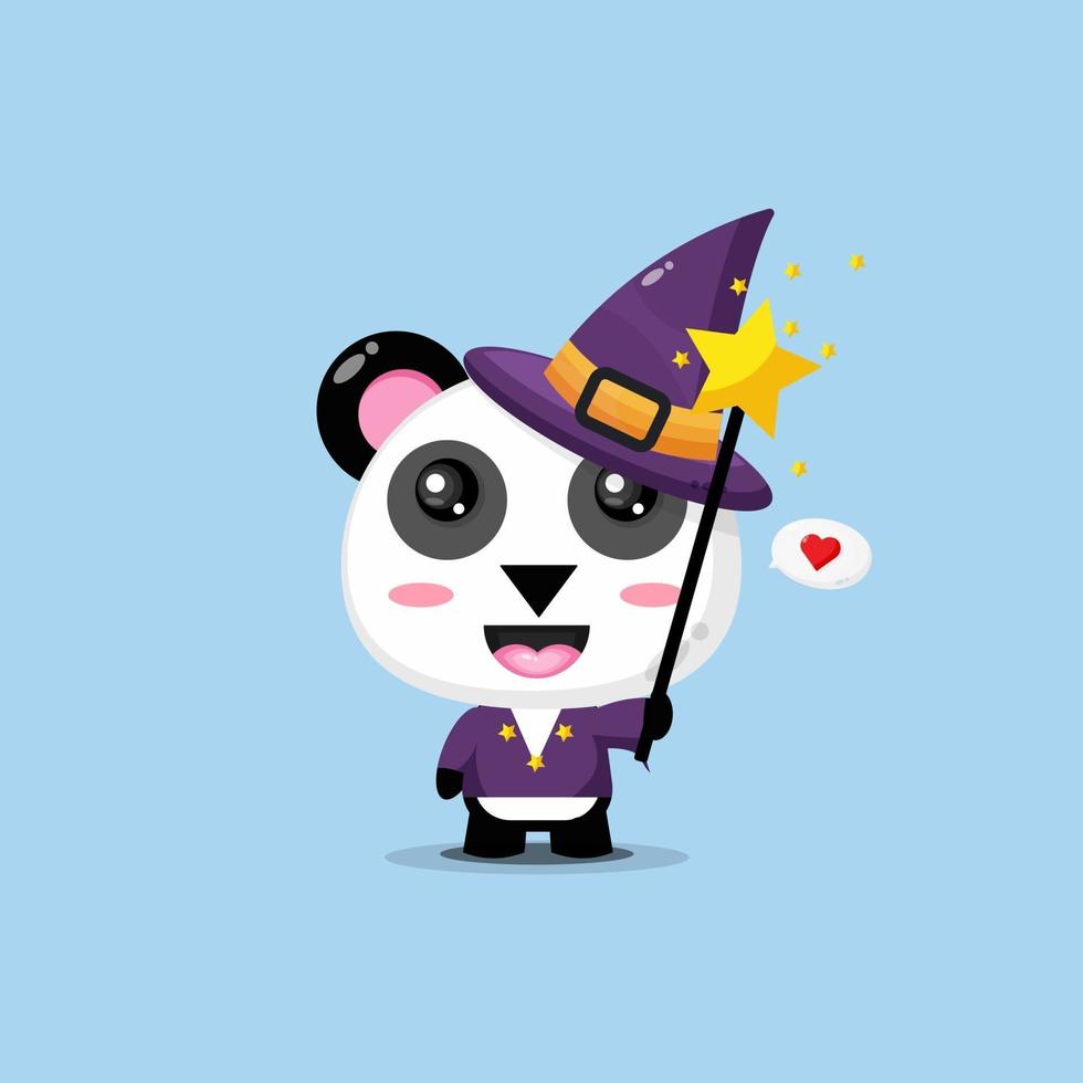 Cute panda becomes a witch vector