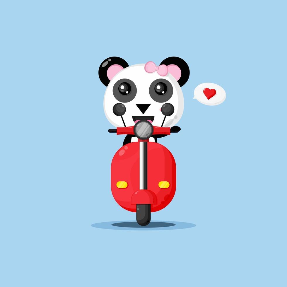 lindo paseo panda motos clásicas vector