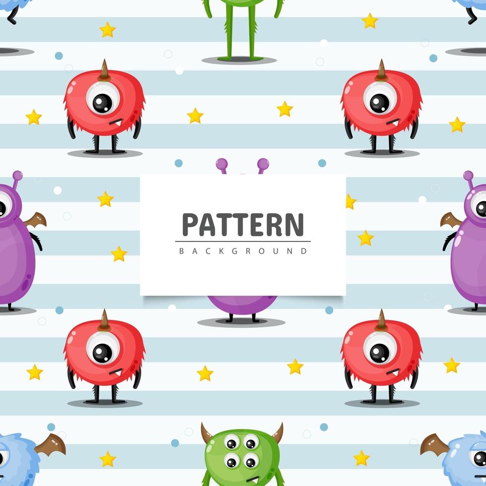 Seamless pattern monsters with stars vector