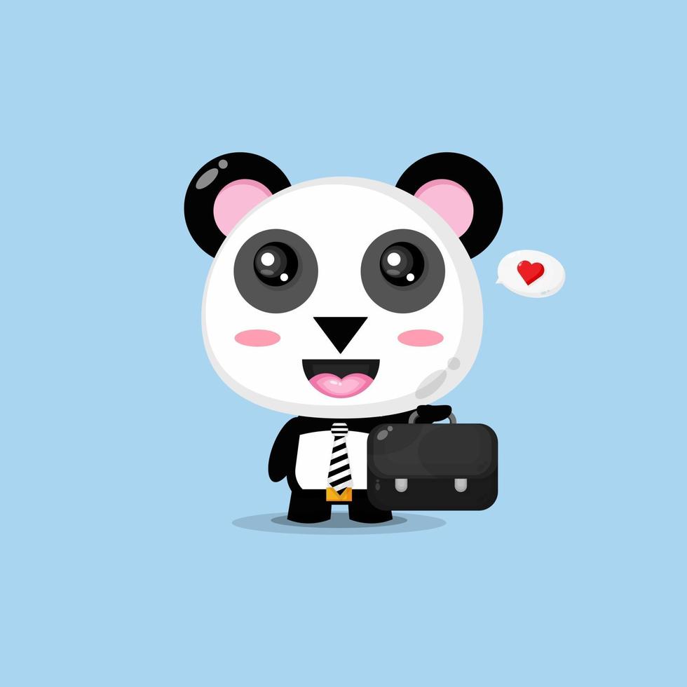 lindo panda ir a trabajar vector