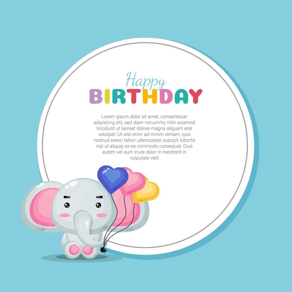 Happy birthday card design with cute elephant vector