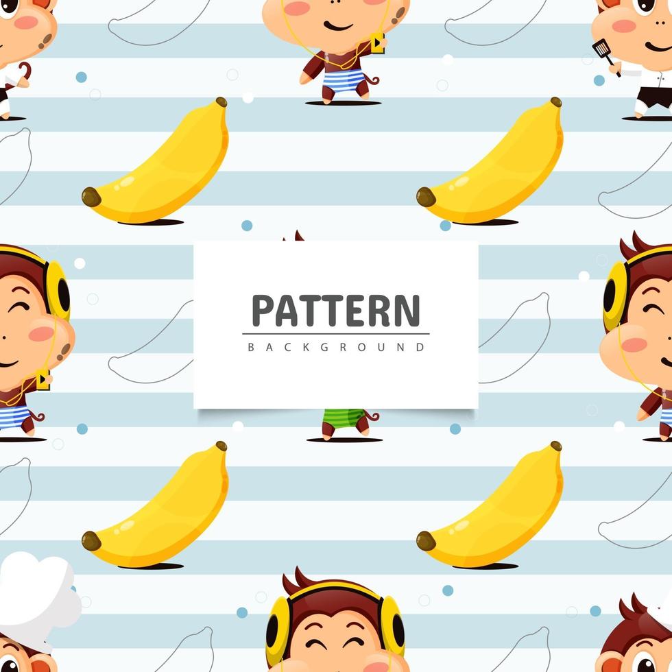 Seamless pattern monkey and banana vector
